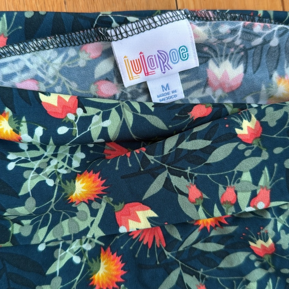 ⭐️ SALE ⭐️ LuLaRoe Green w Yellow and Orange Flowers Stretchy Maxi Skirt - Picture 2 of 5